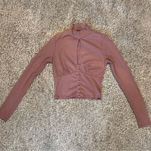 Forever 21 Mauve Ribbed Blouse